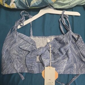 Fe NOEL X TARGET FINE LIME Blue Striped Women's Crop TOP XXL